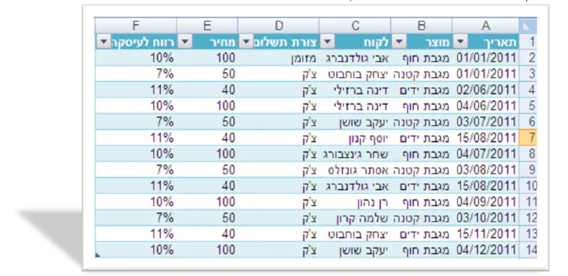 פיבוט באקסל 1