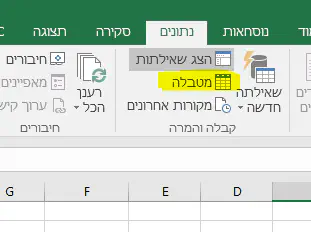 הפעלת Power Query מתוך טבלה