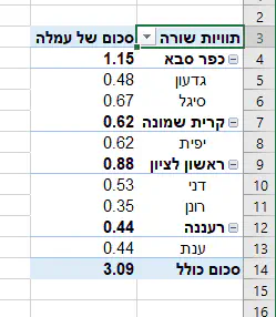 דוח Pivot באקסל - אחרי שילוב טבלאות ב- Power Query